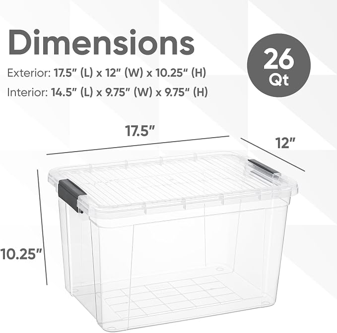 Superio Clear Storage Box with Lid, 26.5 Quart Plastic Container Bins - Image 2