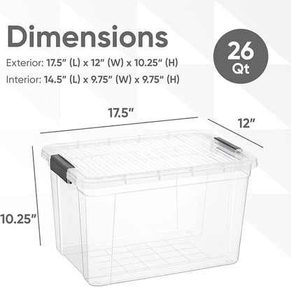 Superio Clear Storage Box with Lid, 26.5 Quart Plastic Container Bins - Image 2