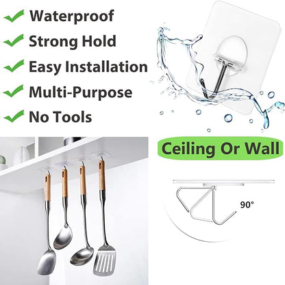 Adhesive Hooks for Hanging Heavy Duty Wall Hooks Self Adhesive Towel Coat Hooks - Image 3