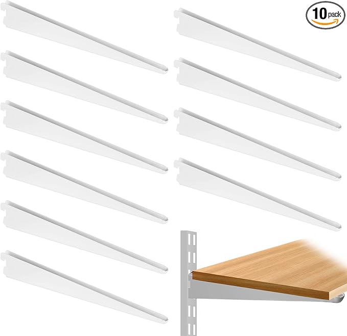10 Pack 9‑Inch Adjustable Wire Shelf Brackets – Heavy‑Duty Double‑Track Closet by Unknown