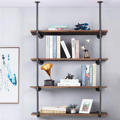 LIANTRAL Industrial Wall Mount Iron Pipe Shelf, DIY Open Bookshelf, Retro - Image 2