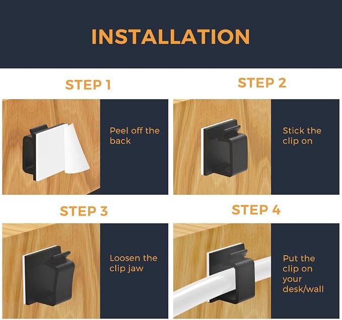 Cable Clips with Strong Self-Adhesive, XIAOXI R Shape Cable Management TV PC - Image 4