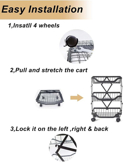 Rolling Kitchen Cart Utility Storage Stand - Image 3