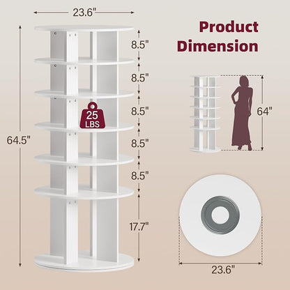 JUMMICO Rotating Shoe Rack Tower, 6-Tier Vertical Closet Storage Organizer - Image 6