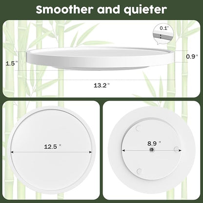 White Lazy Susan, 13.2 Inch Non-Skid Bamboo Turntable - Image 7
