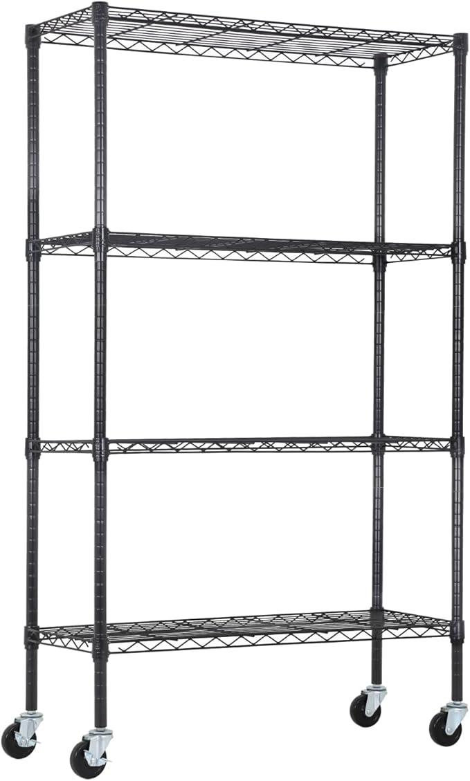 PayLessHere | 4-Tier Wire Shelf | 36"x14"x62" | Black | Adjustable Racks | by BestOffice