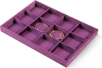Velvet Stackable Jewelry Display Tray, 12 Grid Watch Bangle Bracelet Storage - Image 3