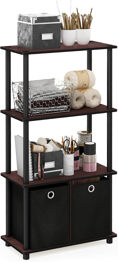 Furinno NW889DC/BK Go Green 4-Tier Multipurpose Storage Rack w/Bins, Dark by Furinno-FitsYourSpaceFitsYourBudget