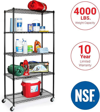 Seville Classics UltraDurable Heavy Duty NSF Solid Steel Wire Rack Storage Unit - Image 7
