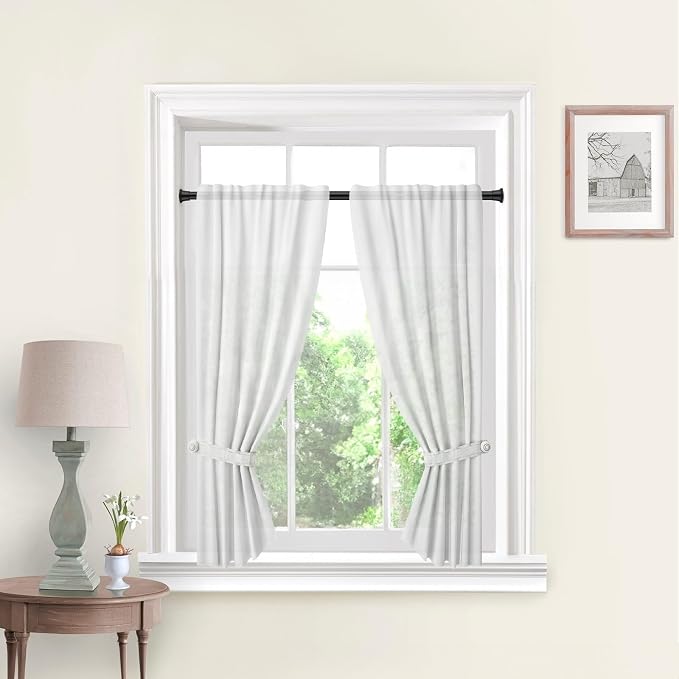 AIZESI Tension Curtain Rod 18-36 inch，4Pcs Adjustable Black Curtain Tension Rod - Image 6