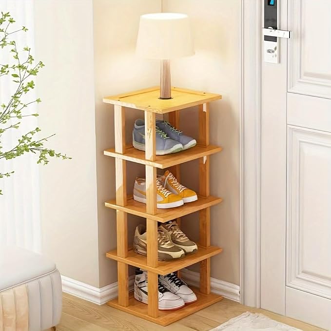 SAN HE Bamboo Shoe Rack 5Tier- Vertical Shoe Rack by SANHE