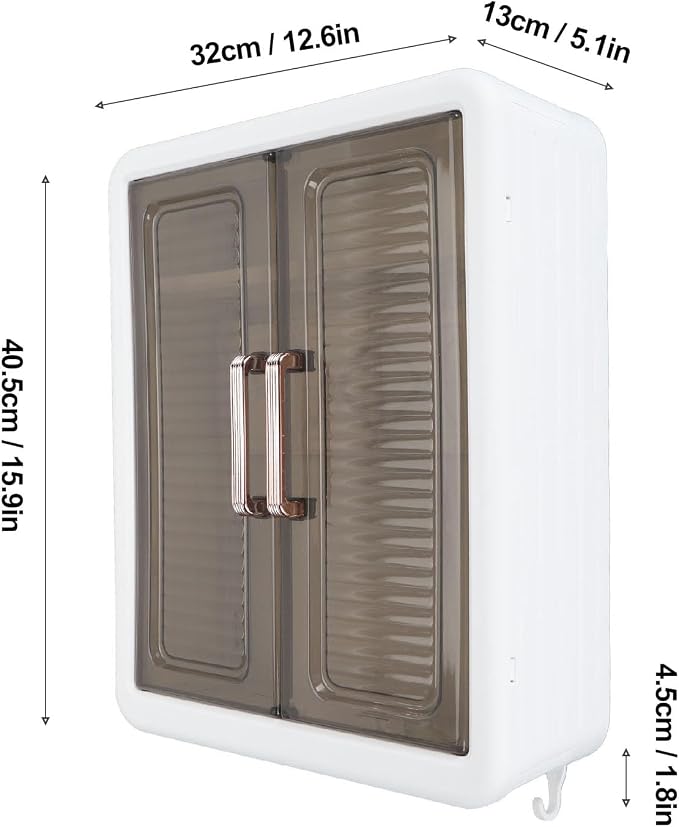TOPINCN Wall Mounted Bathroom Cabinet, Makeup Organizer Shelf Perfume Cosmetic - Image 2