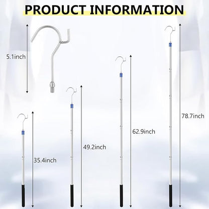 Clothes Hook Pole, Clothes Hanger Reaching Hook - Image 2