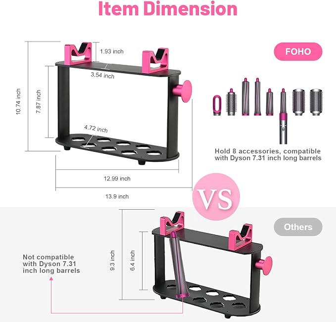 Foho Storage Holder Compatible for Dyson Airwrap Styler, 8-Holes Countertop - Image 2