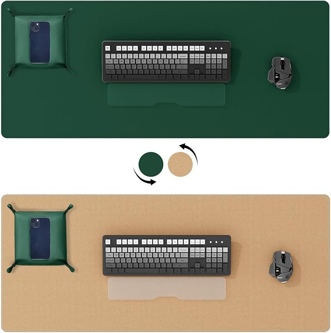 DAWNTREES Dual Sided Desk Mat, Leather Desk Pad, Cork Desk Mat Protector - Image 2