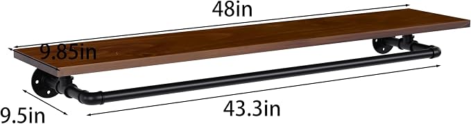 Clothes Rack 48in, Wall Mounted Garment Rack - Image 8