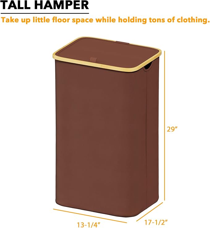 SpaceAid Laundry Hamper with Lid, 110L Large Tall Clothes Basket Bin with - Image 4