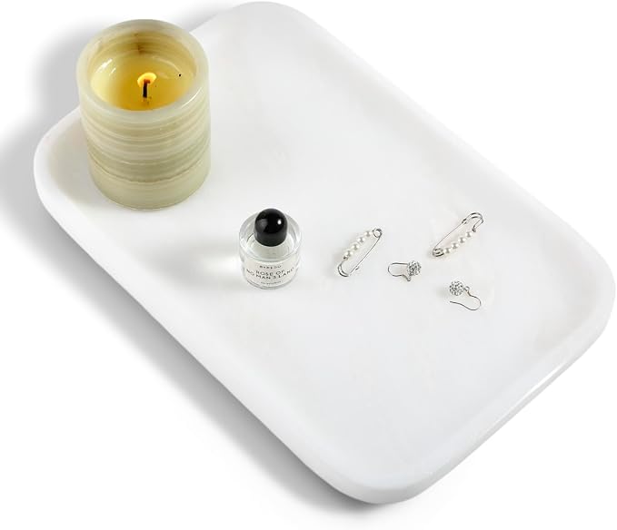 Vanity Tray, 11.8inch Marble Bathroom Tray by Karibiber