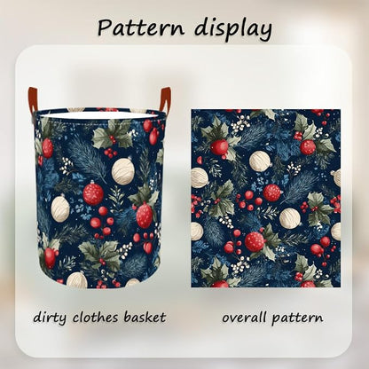 Laundry Hamper Winter Botanical Pattern Oxford Fabric Basket - Image 5