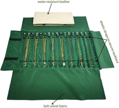 Portable Jewelry Roll Untangled Secure Necklace Travel Storage Bag Displays - Image 4