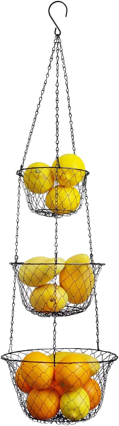 malmo 3-Tier Wire Fruit Hanging Basket, Vegetable Kitchen Storage Basket - Image 4