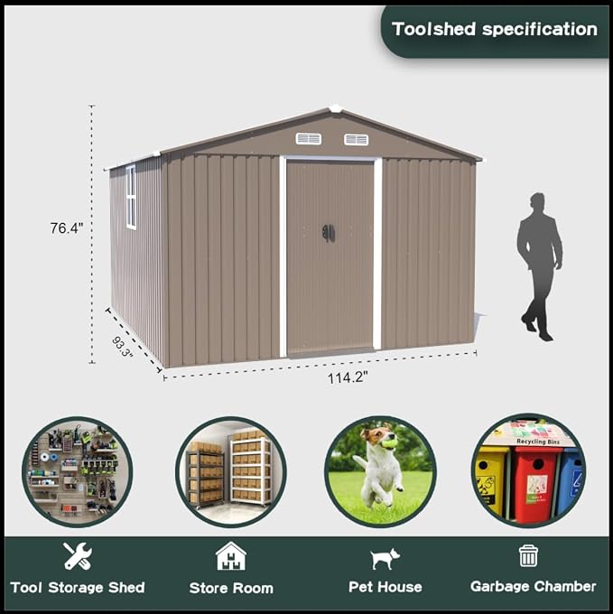 Kullavik 10FT x 8FT Outdoor Storage Shed - Image 5