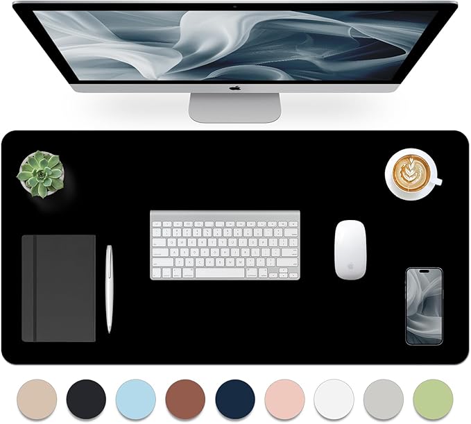 Leather Desk Pad, Mouse Pad, Non-Slip Desk Protector Mat, Leather Desk Blotter by Bloss