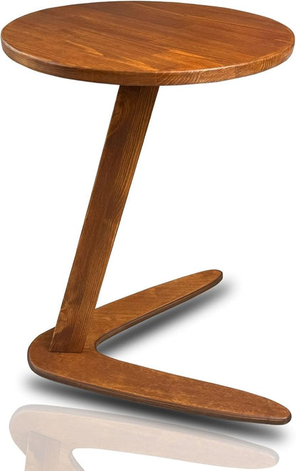 C-Shaped Handmade Solid Wood End Table, Side Table by GENESISWOODESIGN