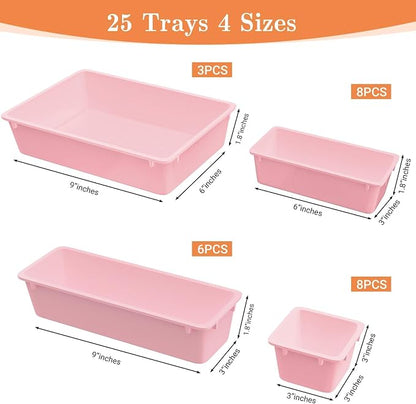 25 PCS Plastic Drawer Organizer Set, 4-Size Versatile Organizer Trays & storage - Image 2