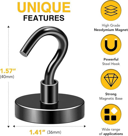 DIYMAG Black Magnetic Hooks, 170 LB Heavy Duty Strong Magnets - Image 2