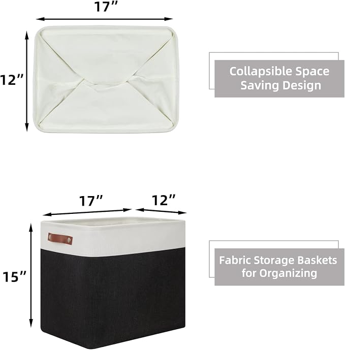 HNZIGE Baskets Shelf Baskets for Clothes 2 Pack Large Storage Bins Fabric - Image 2
