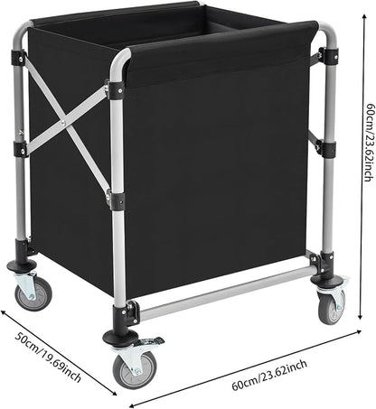 Commercial Laundry Cart with Wheels, Folding Laundry Hamper Cart, Heavy Duty - Image 2