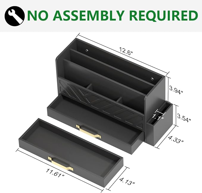 Bamboo Desk Organizer Mail Holder Countertop Wood Desk Drawer Tabletop Storage - Image 4