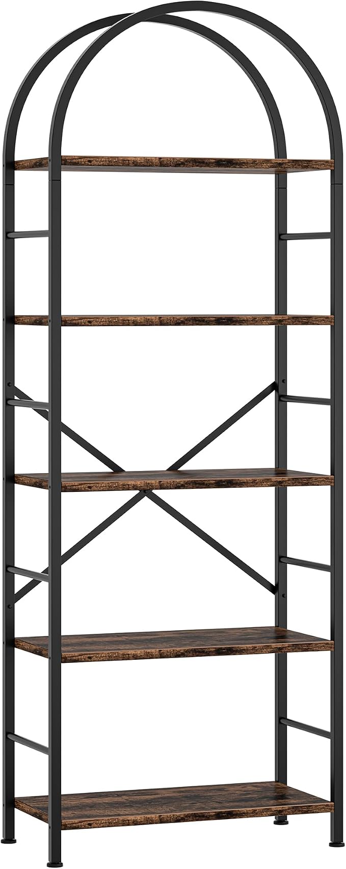 Shintenchi Bookshelf, Arched Bookshelf 5 Tier Bookcase, Tall Shelf - Image 8