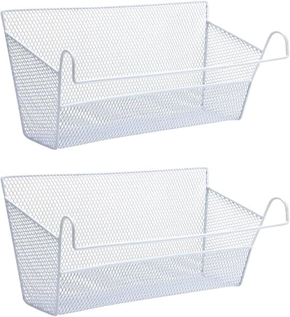 2 pcs Hanging metal mesh bedside storage basket， student dormitory bed storage by Jwukiie
