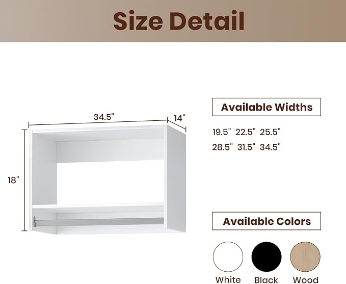ROOMTEC 34.5" Tall Hanging Closet Unit, Modular Closet System - Image 2