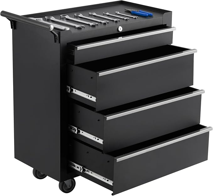 IDEALHOUSE Rolling Tool Chest, 4 Drawers Tool Storage Cabinet, Toolbox by IDEALHOUSE