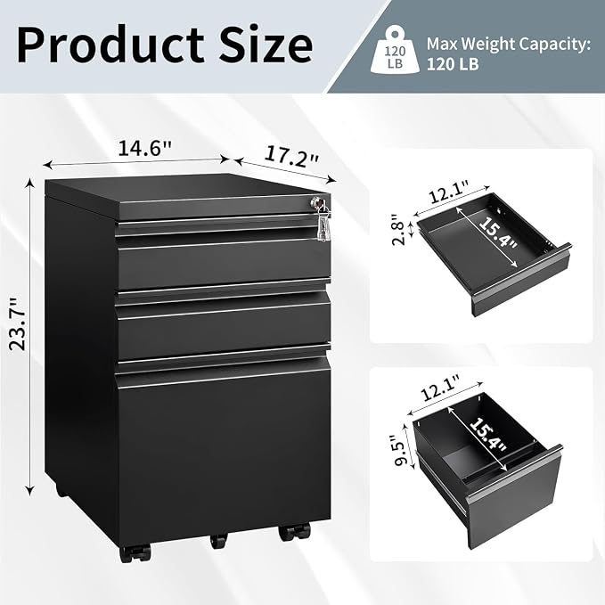 Filing Cabinets for Home Office, Mobile File Cabinet - Image 2