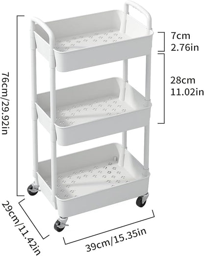 Sywhitta 3-Tier Plastic Rolling Utility Cart - Image 2