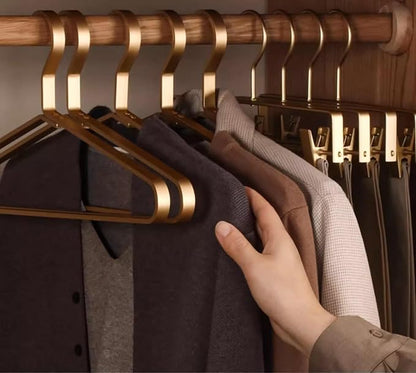 Premium Matte Golden Aluminum Coat Hangers 6 Piece Set, 17.7” Extra Smooth & - Image 6