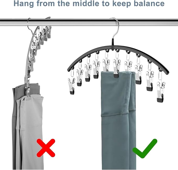Legging Organizer for Closet, Metal Yoga Pants Hangers 1 Pack w/10 Clips Holds - Image 5