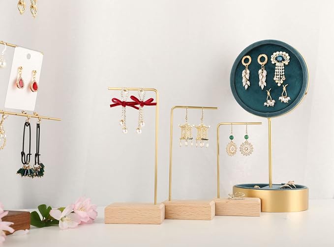 GemeShou 3pcs Beech wooden dangle earring stand holder, hoop earring displays - Image 3
