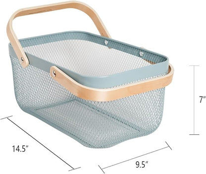 Metal Mesh Steel Harvest Basket, Rectangle Wire Garden Basket - Image 6