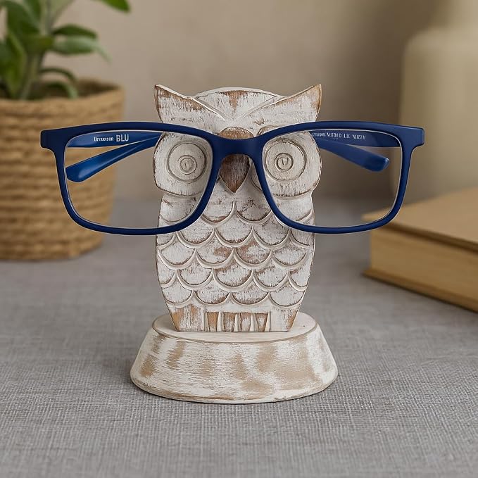 Stocking Stuffers Wooden Owl Glasses Holder Night Stand Reading Eyeglass - Image 2