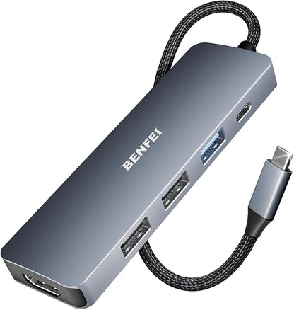 BENFEI USB C Hub 5-in-1 with 4K HDMI, 100W Power Delivery, 3 USB-A, Silicone by BENFEI