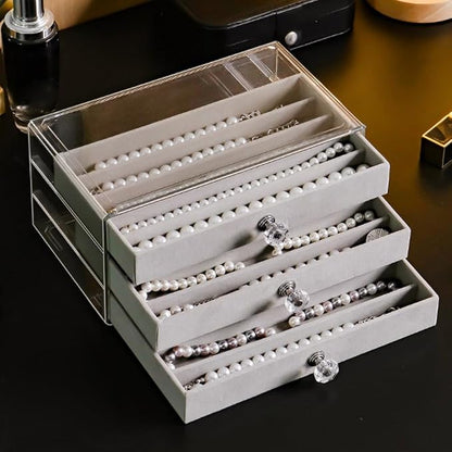 SPAKOWN Necklace Organizer Box, Velvet Necklace Box Holder Tray - Image 6