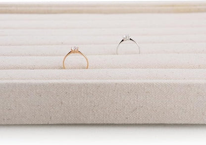 Oirlv Linen 7 Lines Ring Storage Tray Rings Showcase Display Organizer Plate - Image 5