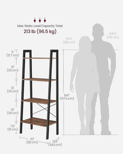 VASAGLE Ladder Shelf, 4-Tier Bookshelf, Storage Rack, Bookcase - Image 3