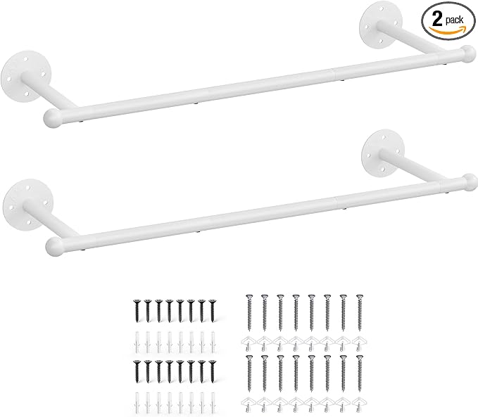 OROPY 33" Industrial Pipe Clothing Rack, Wall Mounted Clothes Rack 2 Pack | by OROPY