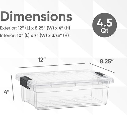 Superio Clear Storage Box with Lid, 4.5 Quart Plastic Container Bins - Image 2